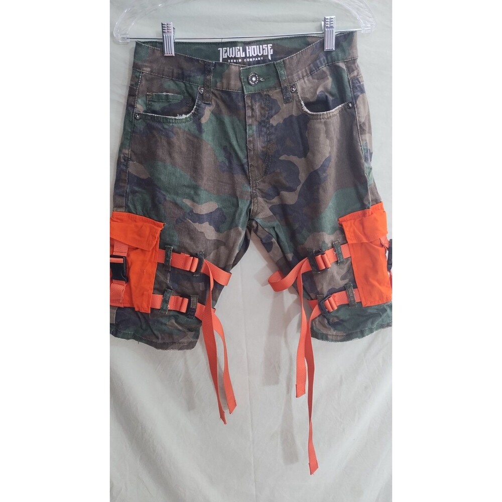 Jewel House Lil Boosie Cargo Camo Short 30 Orange Strap Hip Hop Streetwear Green